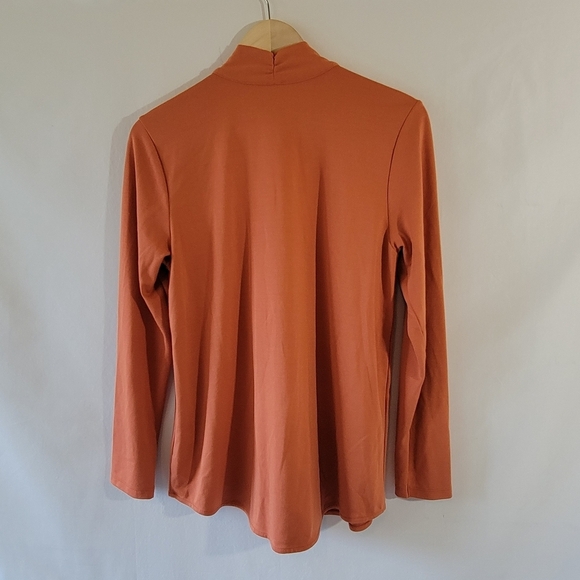 Soft Surroundings Women's Orange Jersey Knit Blouse Sz M V-neck Long Sleeve Fall - Picture 2 of 10